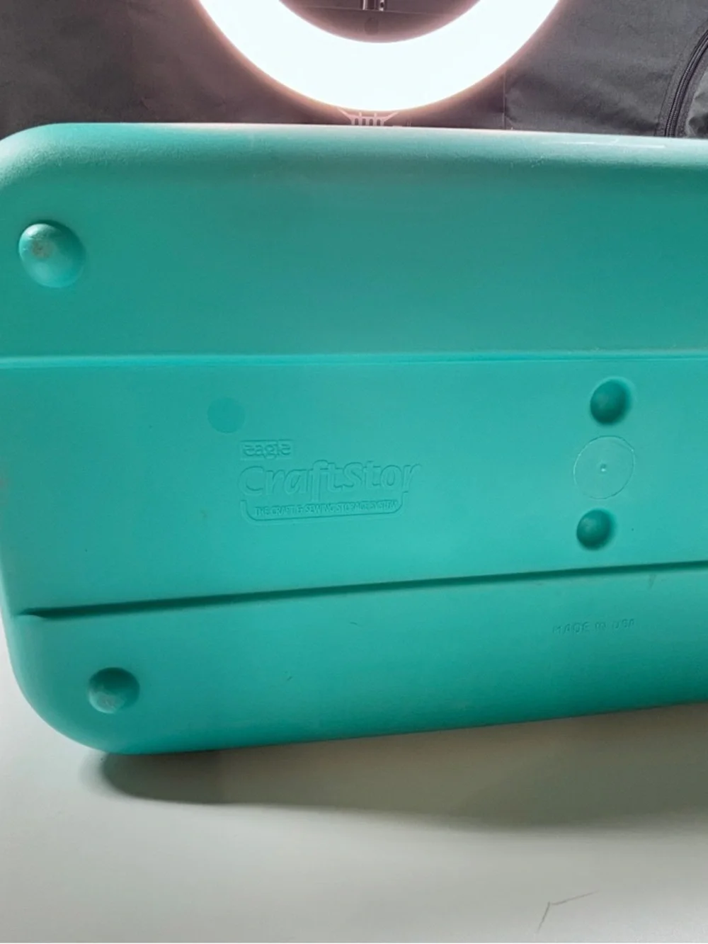 Teal Sewing Supply Case with Pink Handles
